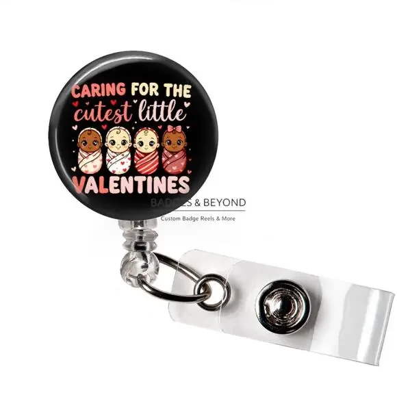 ๐๐ถ Caring for the Cutest Valentines Babies Badge Reel | NICU Nurse ID Holder - Picture 1 of 5